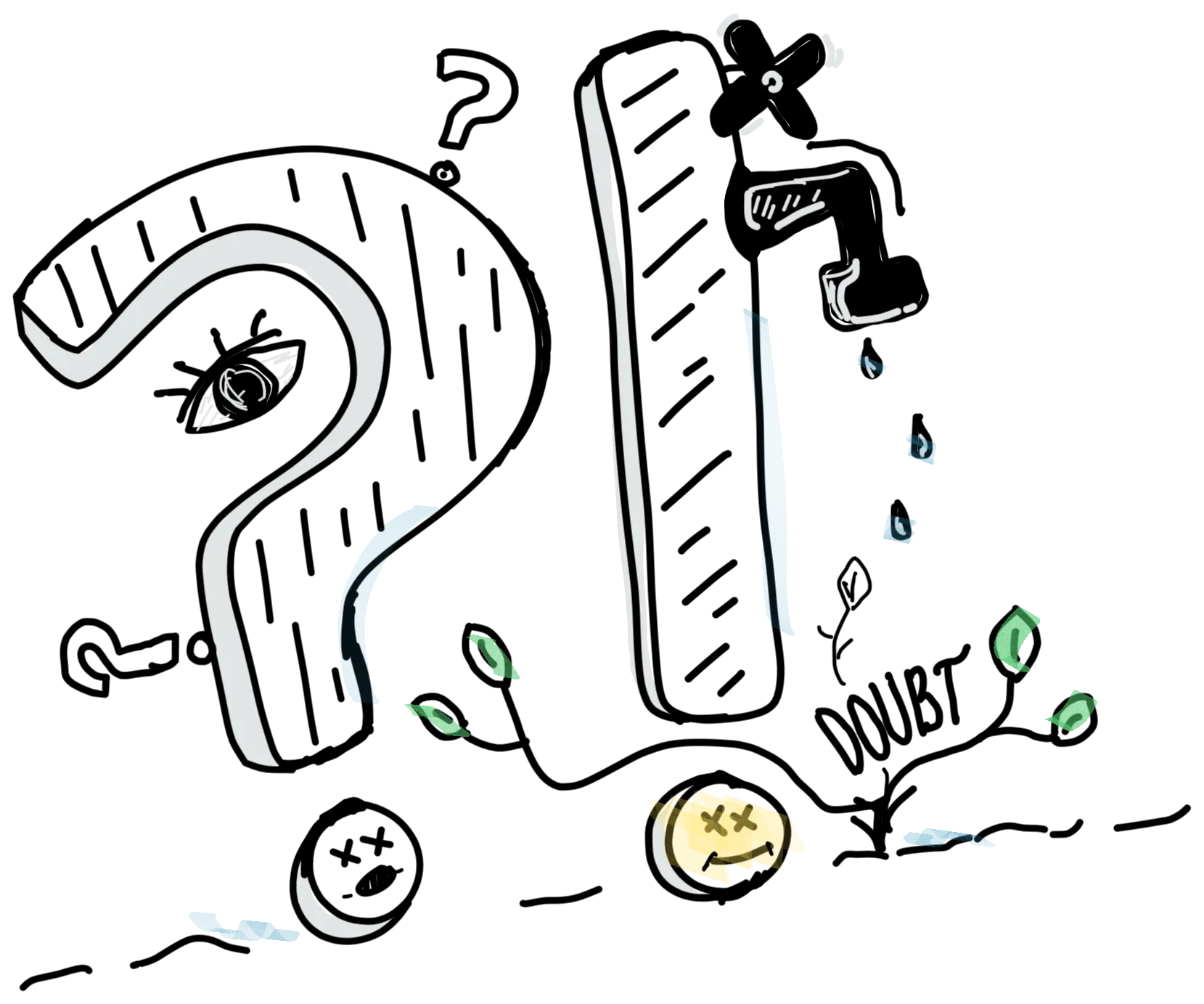 An illustration of self-doubt before starting the curriculum.